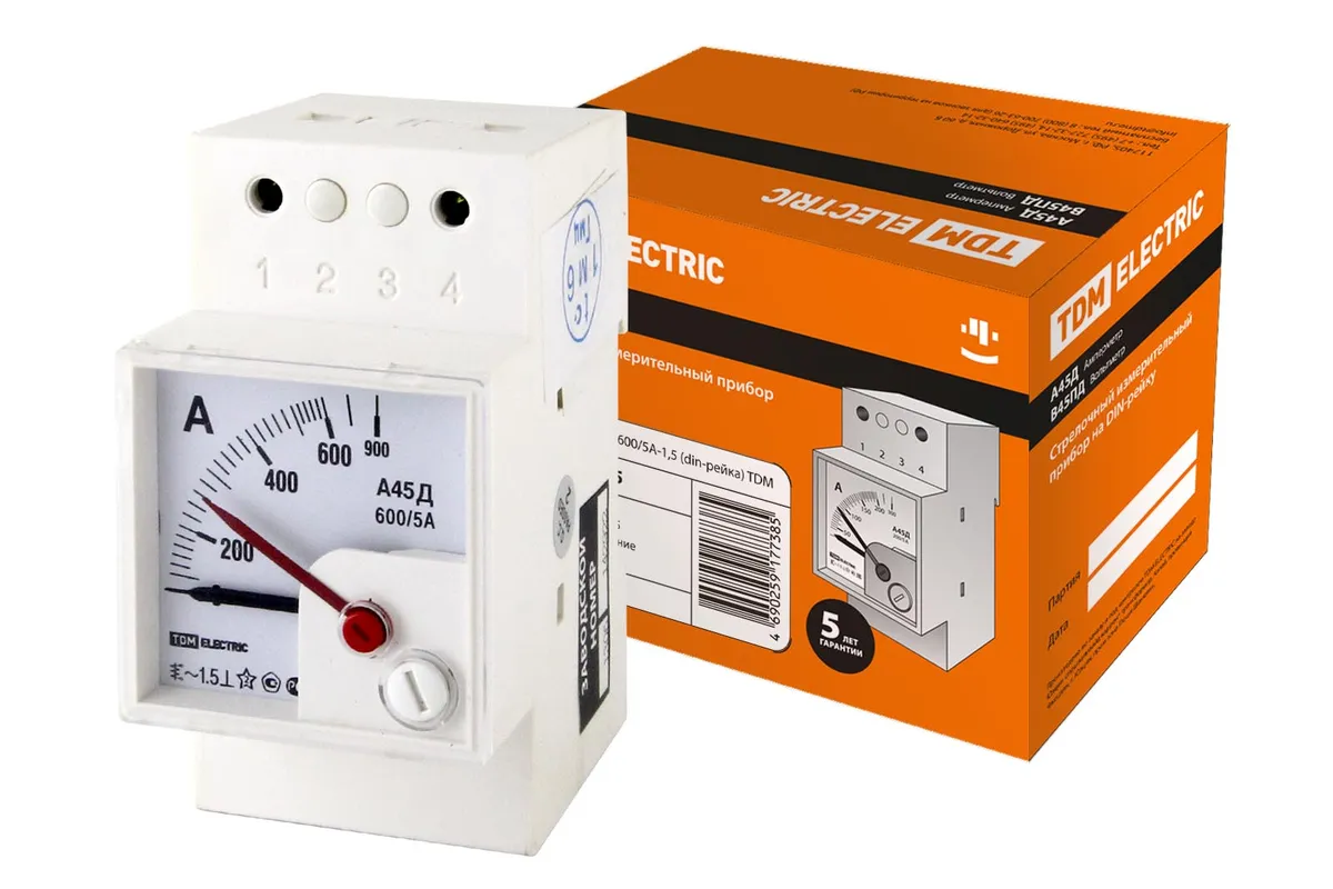 Амперметр А45Д  600/5А-1,5 (DIN-рейка) TDM SQ1102-0305