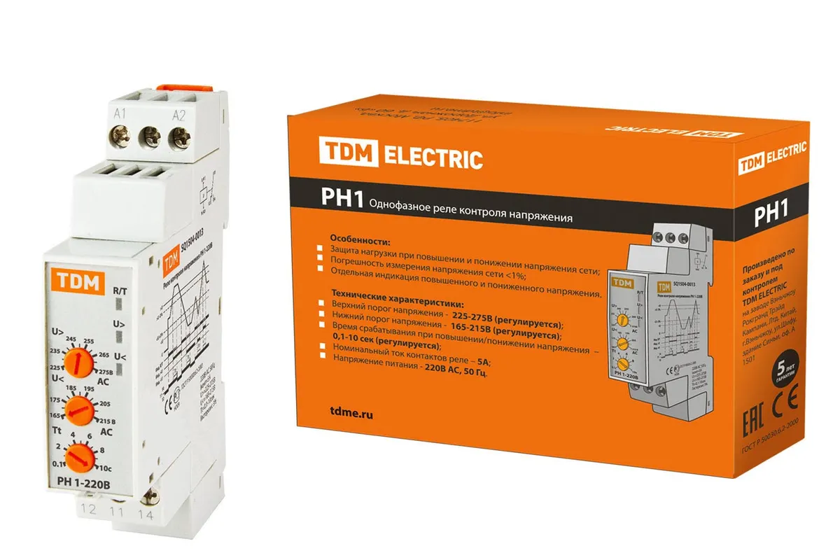 Реле напряжения 1ф РН 1-220В TDM SQ1504-0013