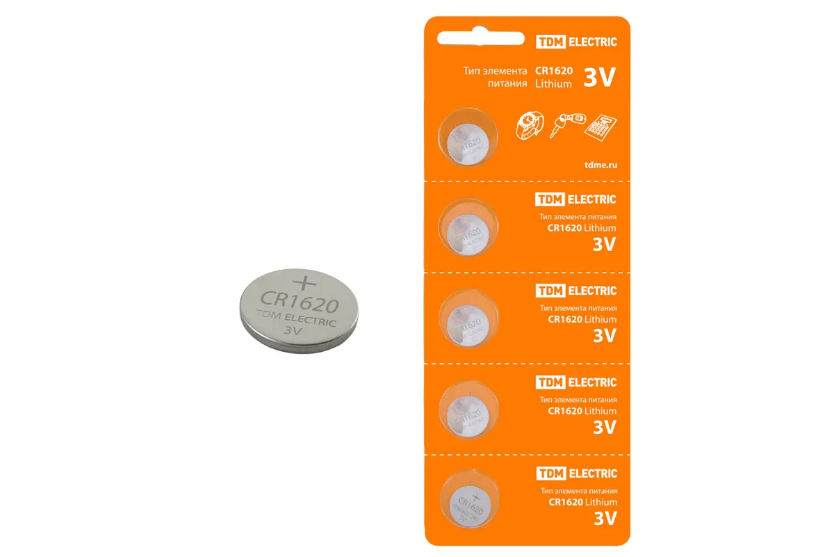Элемент питания CR1620 Lithium 3V BP-5 TDM SQ1702-0026