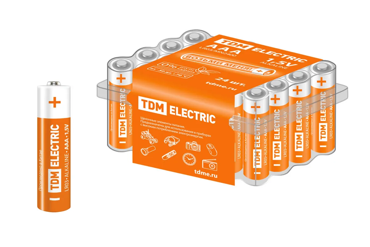Элемент питания LR03 AAA Alkaline 1,5V BOX-24 TDM SQ1702-0033