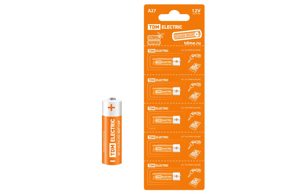 Элемент питания A27 Alkaline 12V BP-5 TDM SQ1702-0040