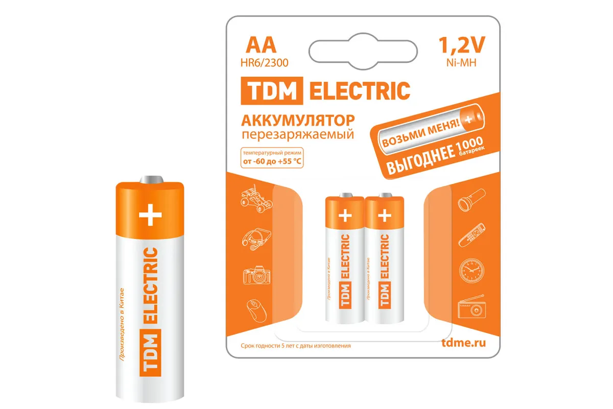 Аккумулятор AA-2300 mAh Ni-MH BP-2 TDM SQ1702-0070