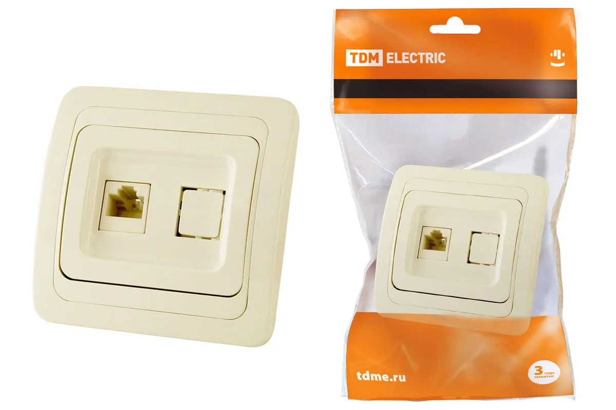 Розетка компьютерная RJ-45 сл. кость "Валдай" TDM SQ1804-0113