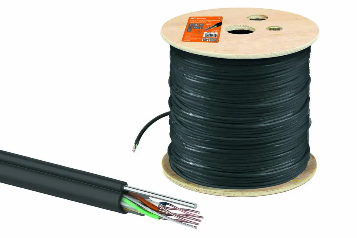 Кабель витая пара U/UTP Cat 5e 4х2х24AWG (305м) solid, PE для наружн. прокл., чёрный, трос 1,2мм TDM SQ0107-0107