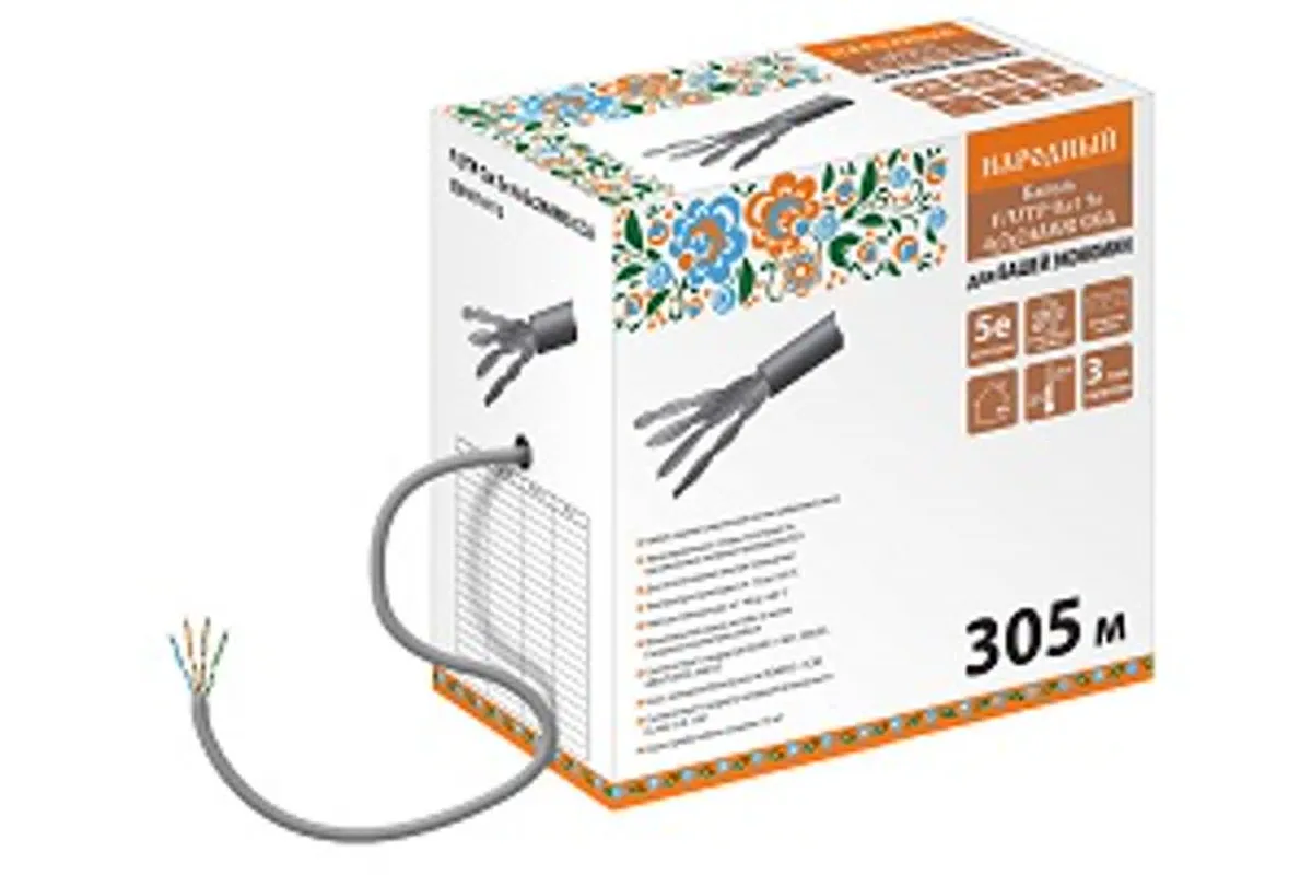 Кабель витая пара народный F/UTP Cat 5e 4х2х24AWG CCA (305м) ПВХ, серый SQ0107-0112 TDM ELECTRIC