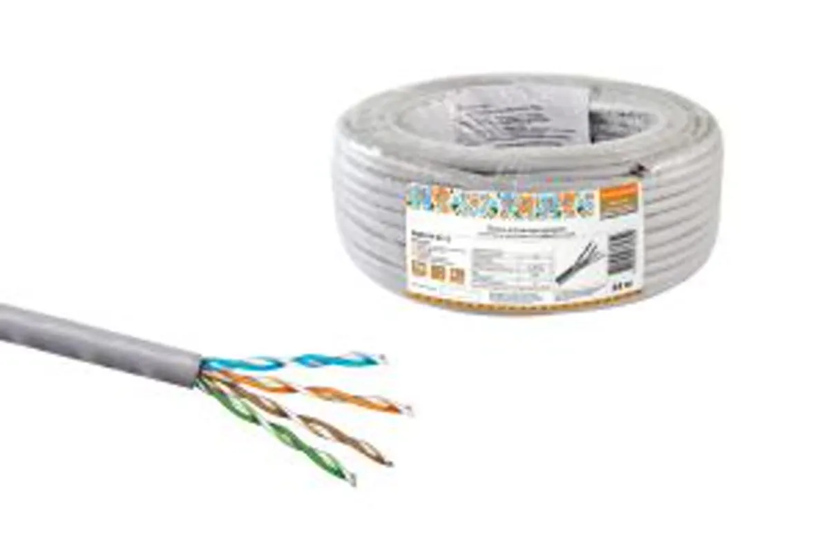 Кабель витая пара народный U/UTP Cat 5e 4х2х24AWG CCA (25м) PVC, серый SQ0107-0113 TDM ELECTRIC