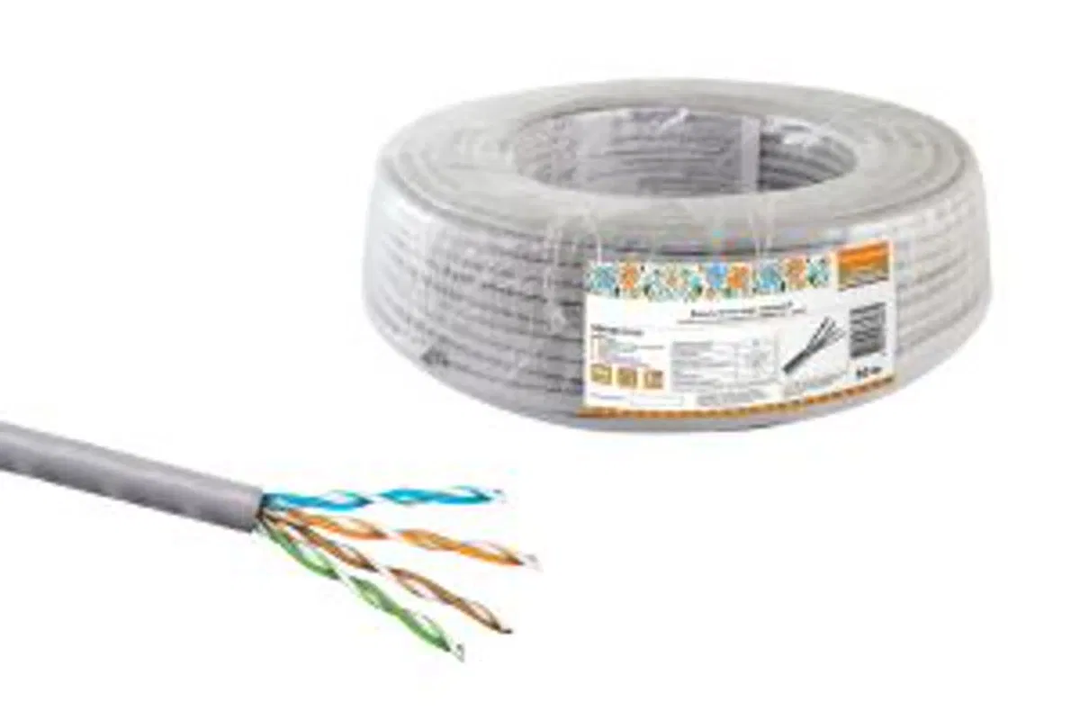 Кабель витая пара народный U/UTP Cat 5e 4х2х24AWG CCA (50м) PVC, серый SQ0107-0114 TDM ELECTRIC