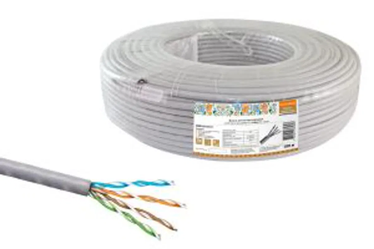 Кабель витая пара народный U/UTP Cat 5e 4х2х24AWG CCA (100м) PVC, серый SQ0107-0115 TDM ELECTRIC