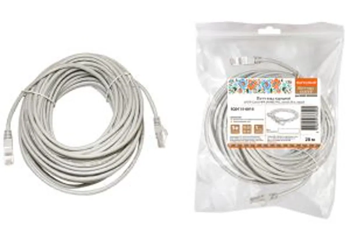 Патч-корд народный U/UTP Cat 5e 4PR 24AWG PVC, литой 20 м, серый SQ0115-0010 TDM ELECTRIC