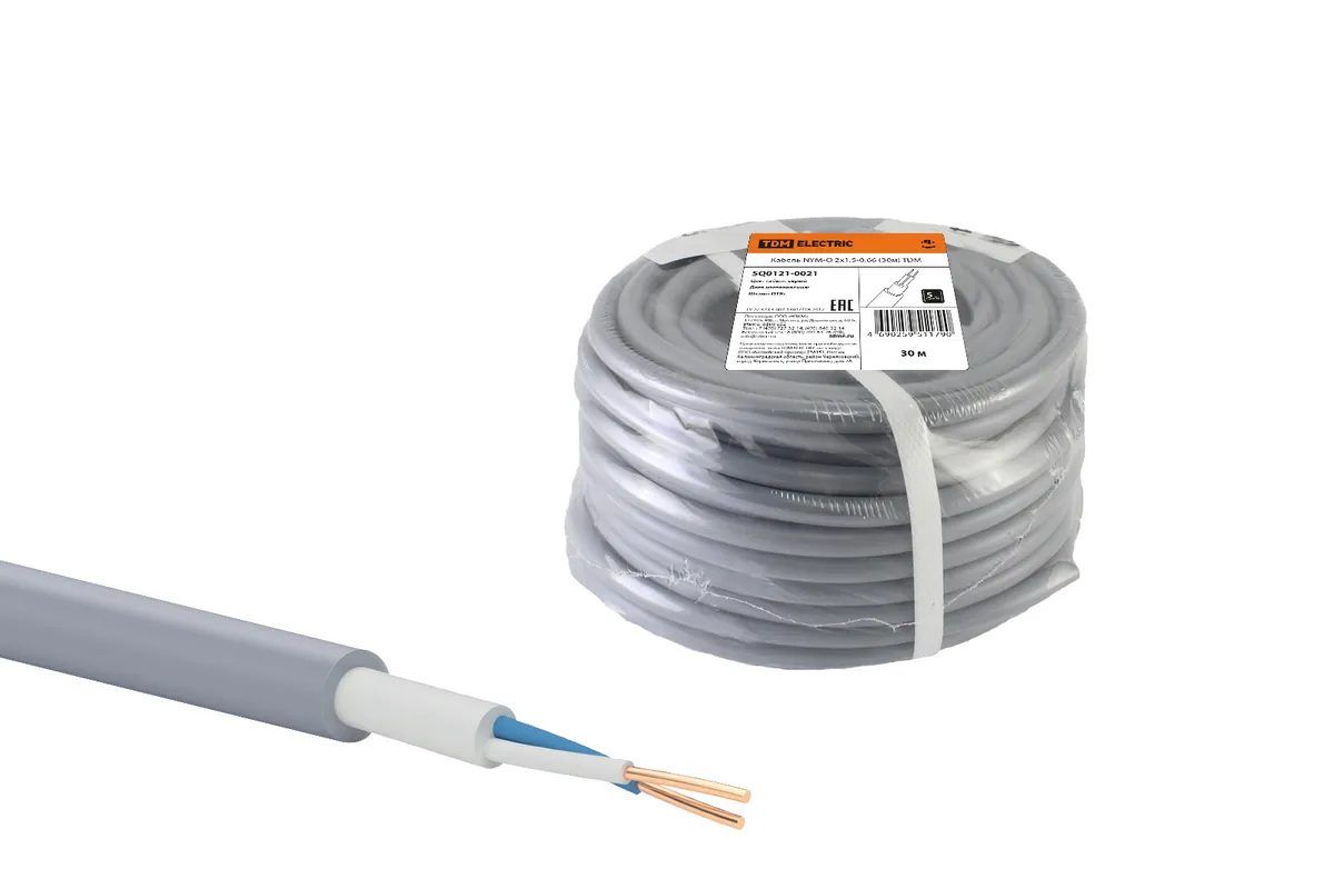 Кабель NYM-O 2х1,5-0,66 (30м) TDM SQ0121-0021