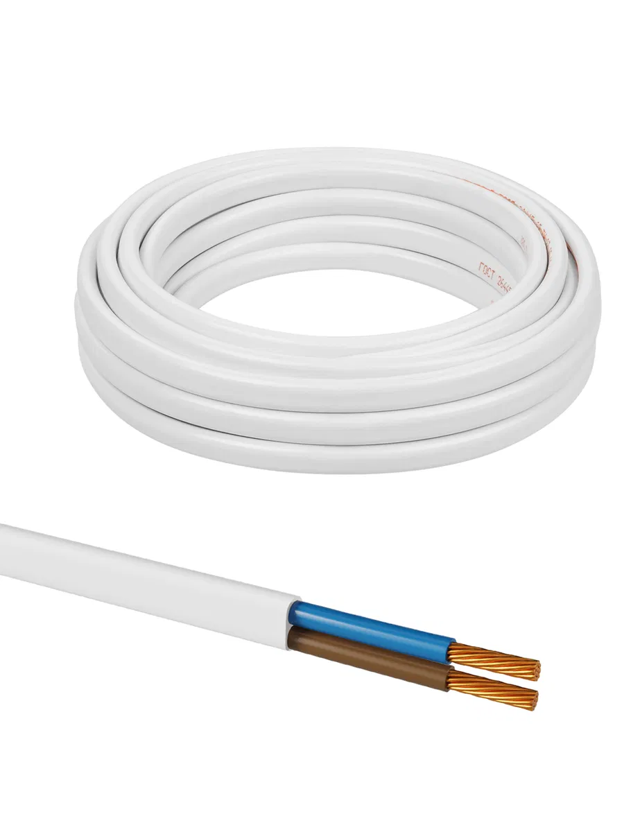Wire PGVVP 2x1 GOST (5m), white TDM SQ0127-0301
