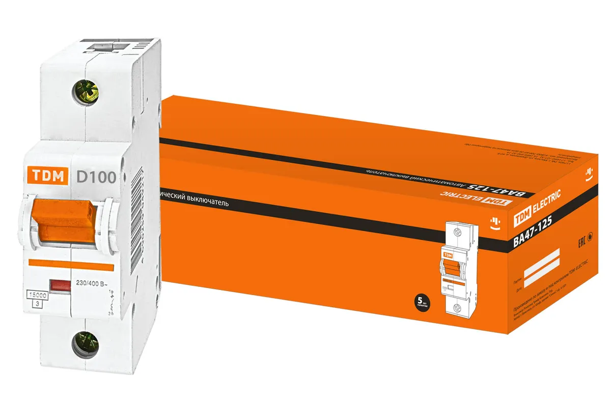 Авт. выкл. ВА47-125 1Р 100А 15кА х-ка D TDM SQ0208-0011