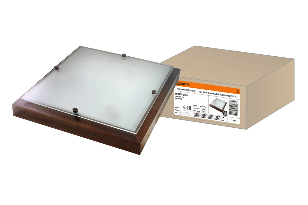 Светильник НПБ 02-3х40-121 УХЛ4 "Киото-2" венге 3х40 Вт IP20 (435х435х75) TDM SQ0303-0408