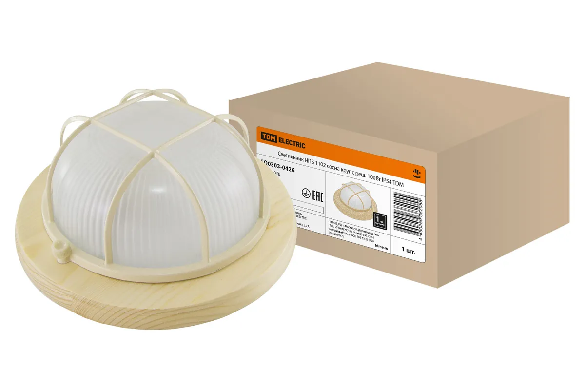 Светильник НПБ1102 сосна круг с реш. 100Вт IP54 TDM SQ0303-0426