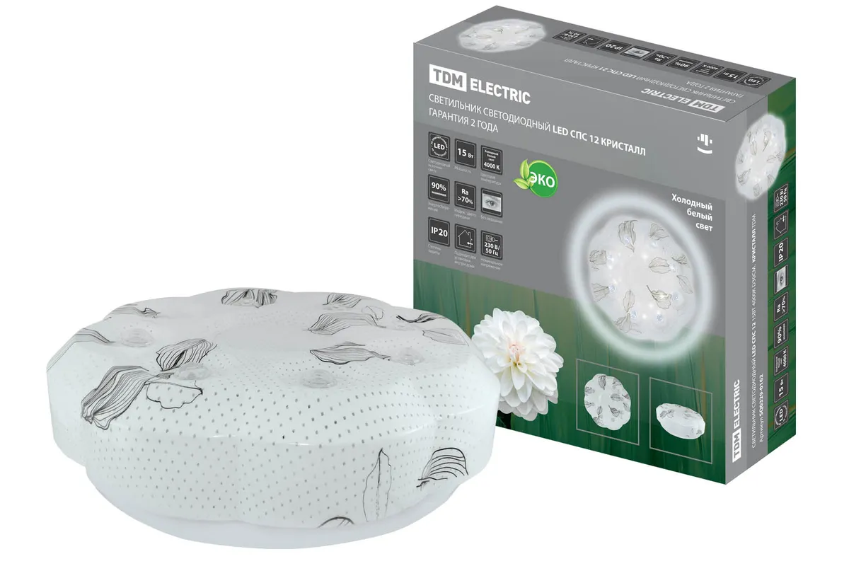 Светильник светодиодный LED СПС 12 15Вт 4000К D35см, Кристалл TDM SQ0329-0162
