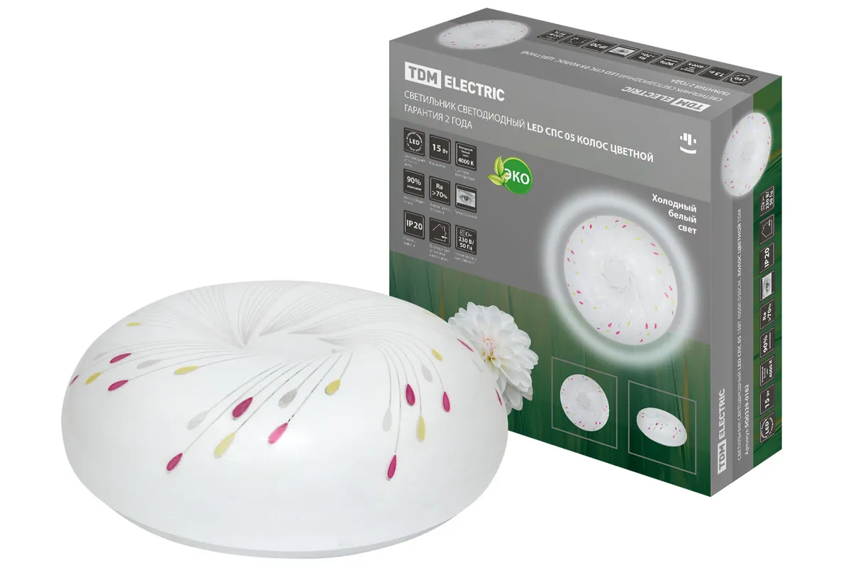 Светильник светодиодный LED СПС 05 15Вт 4000К D30см, Колос цветной TDM SQ0329-0182
