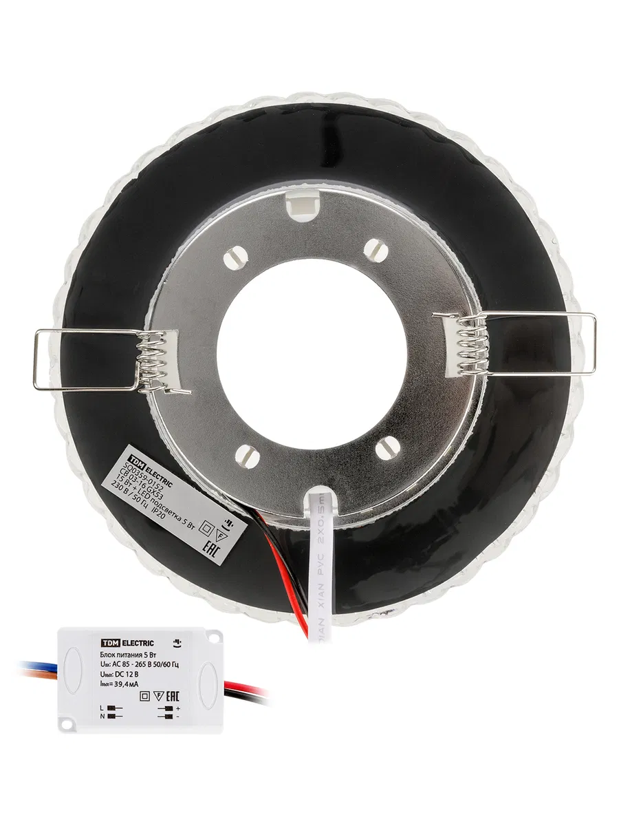 Светильник встраиваемый СВ 03-16 GX53 230В LED подсветка 5 Вт зеркальный/хром TDM SQ0359-0152