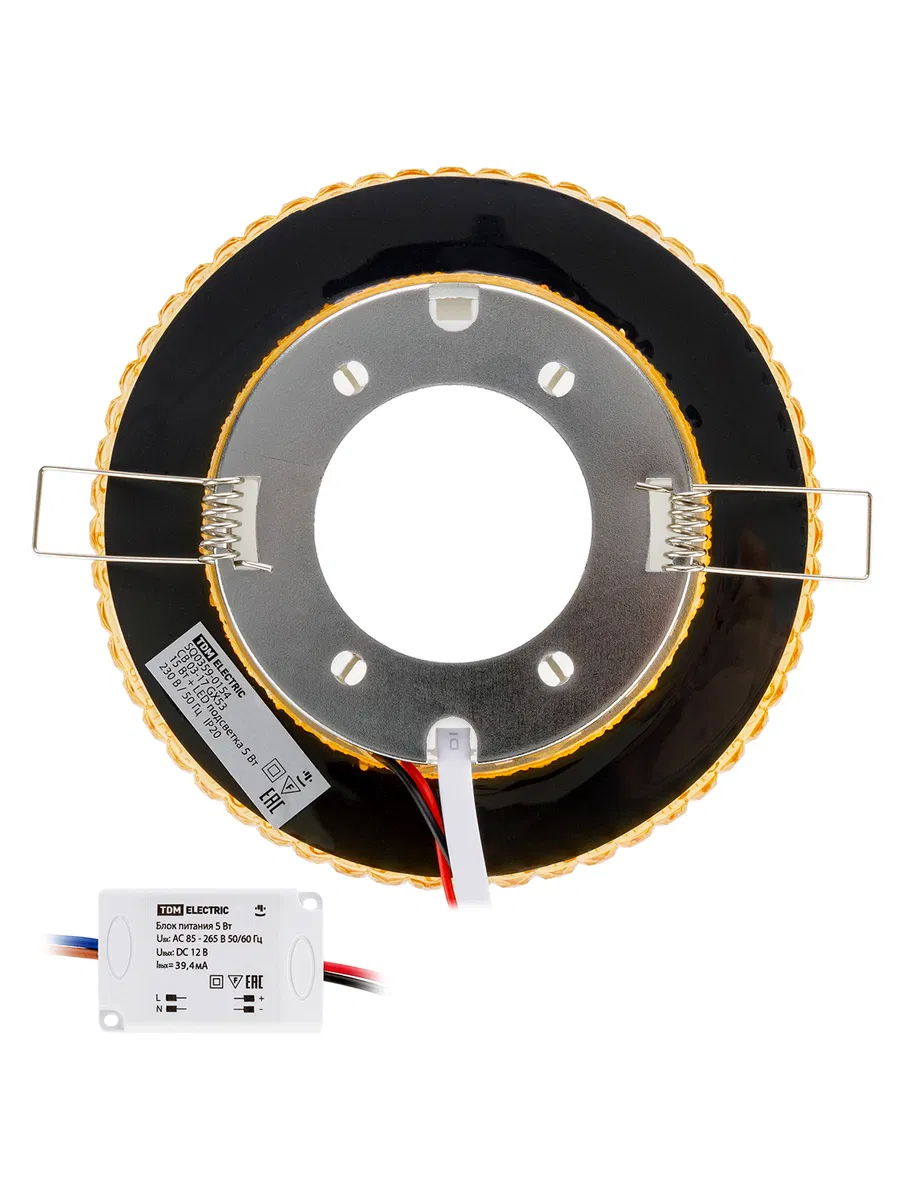 Светильник встраиваемый СВ 03-17 GХ53 230В LED подсветка 5 Вт золото/хром TDM SQ0359-0154