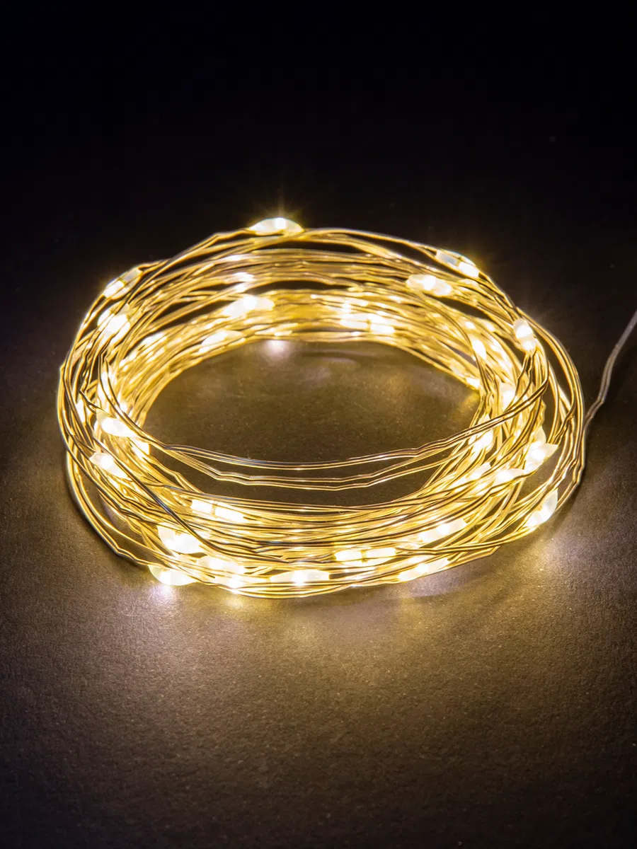 Гирлянда светодиодная "Роса20" 20LED, 2м, 3000К, 2хCR2032 , TDM SQ0361-0054