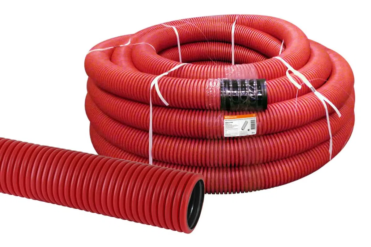 Труба гофрированная двустенная ПНД d 160 с зондом (50 м/уп.) красная TDM SQ0413-5160