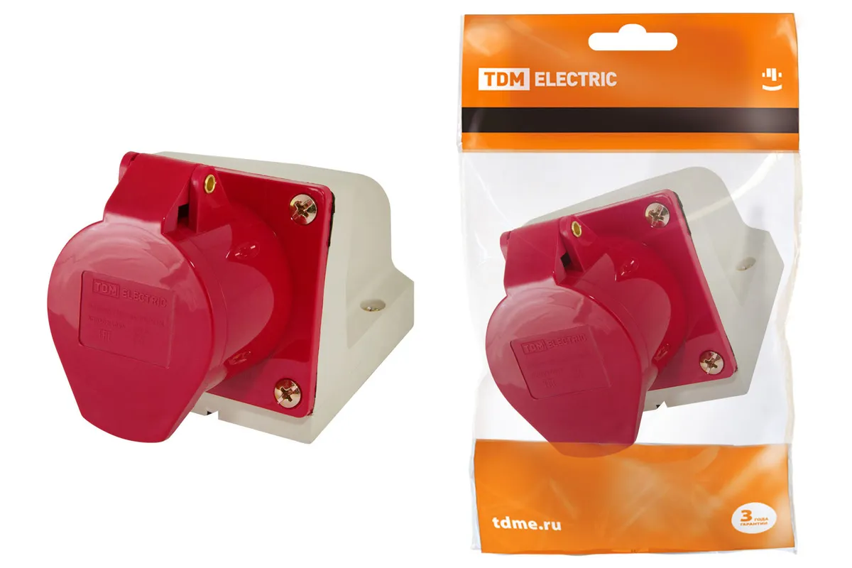 Розетка 125 стационарная 3Р+РЕ+N 32А 380В IP44 TDM SQ0602-0006
