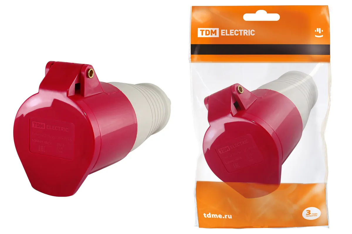 Розетка 215 переносная 3Р+РЕ+N 16А 380В IP44 TDM SQ0603-0012