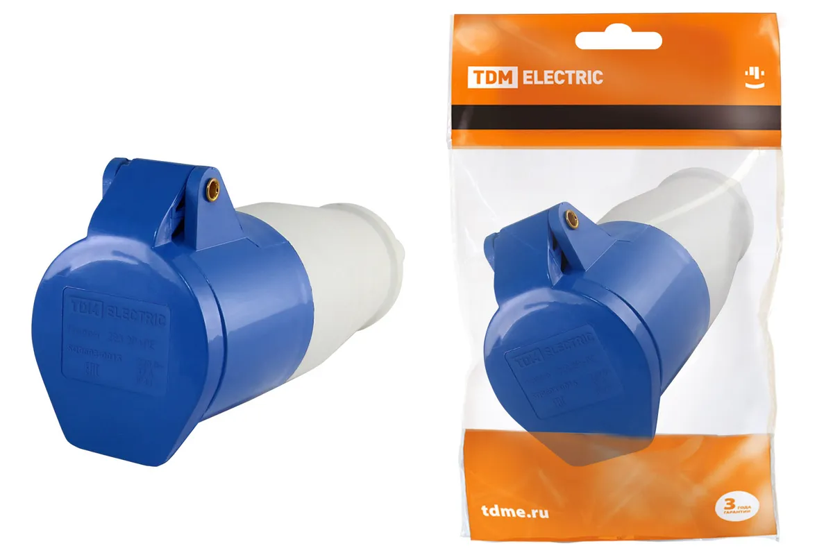 Розетка 223 переносная 2Р+РЕ 32А 220В IP44 TDM SQ0603-0015