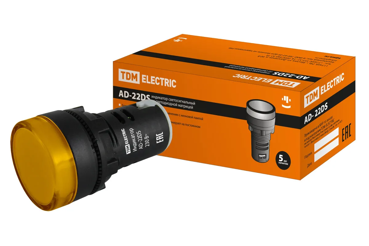 Лампа AD-22DS(LED)матрица d22мм желтый 230В TDM SQ0702-0003