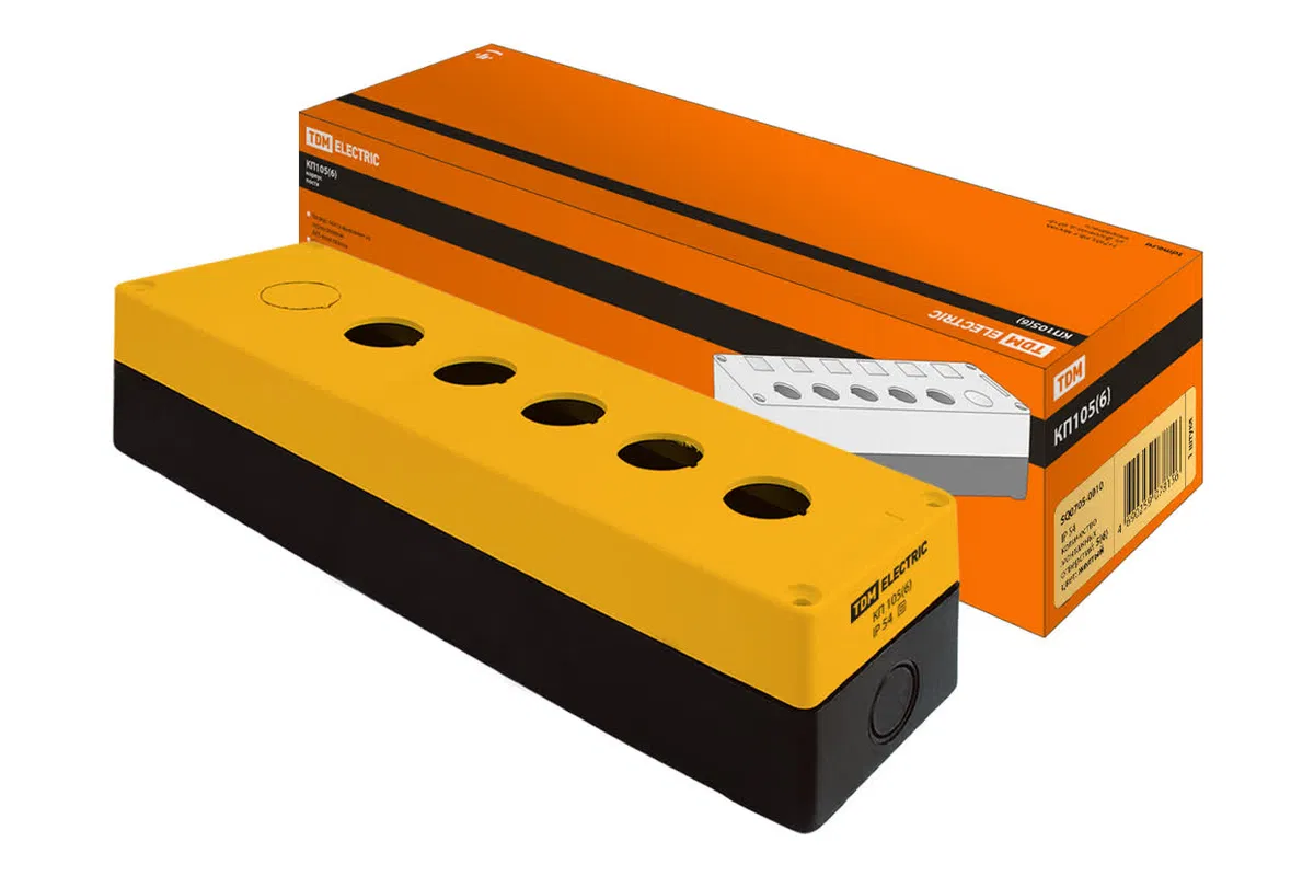Корпус КП105(6) для кнопок, 5(6) мест, желтый, IP54 TDM SQ0705-0010