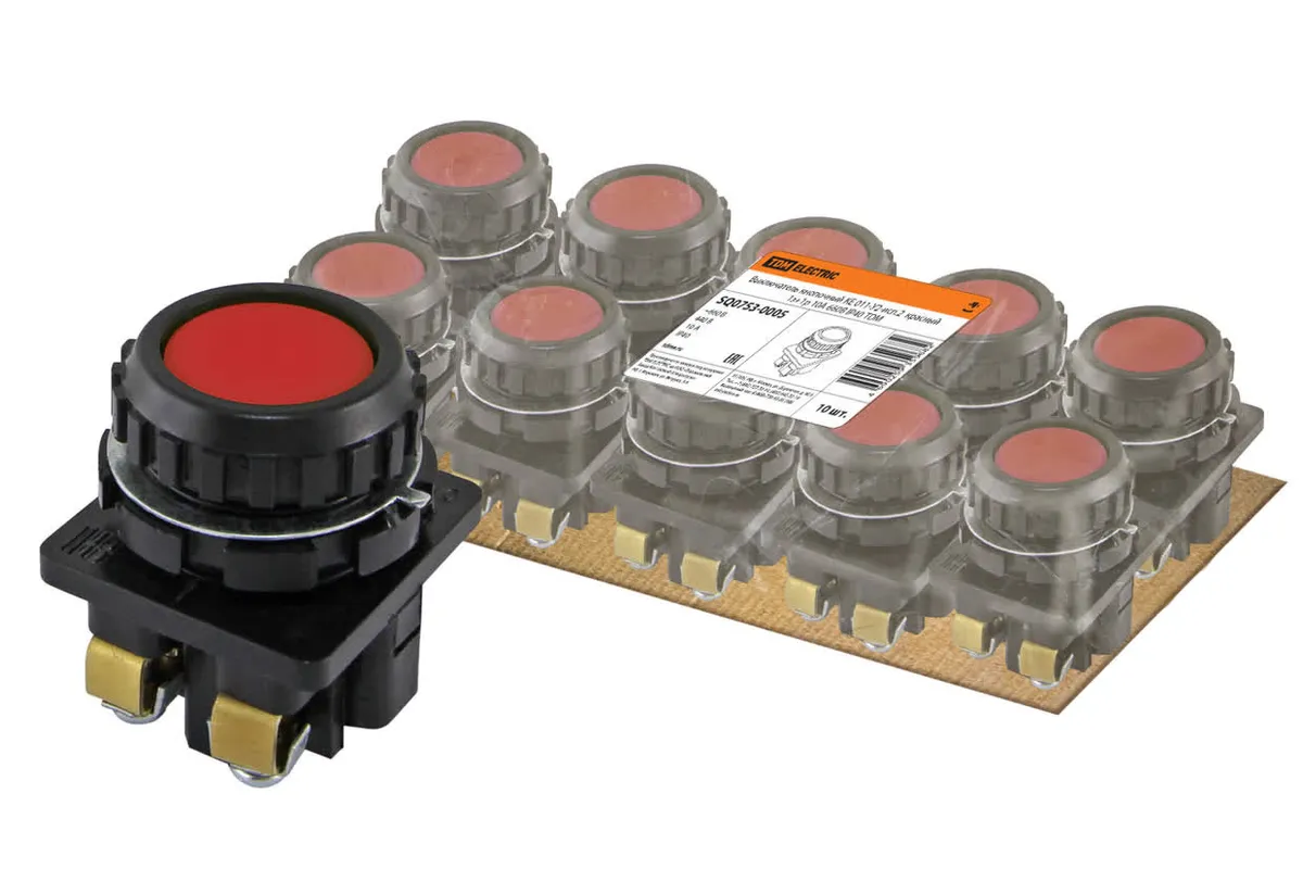 Выключатель кнопочный КЕ 011-У2-исп.2  красный 1з+1р 10A 660B IP40 TDM SQ0753-0005