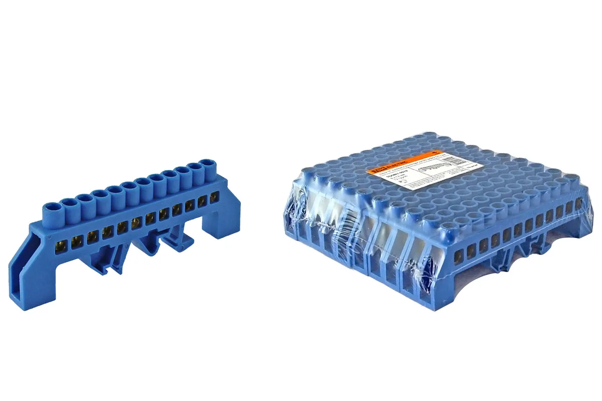 Шина "N" нулевая в изоляторе на DIN-рейку 8x12мм 12 групп TDM SQ0801-0079