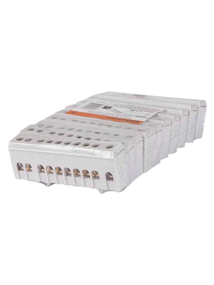 Шина "L" "фаза" в сером изоляторе на DIN-рейку 6x9мм 10 групп TDM SQ0801-0211