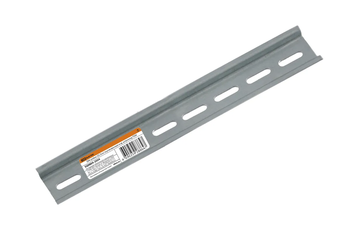 DIN-рейка (22,5см) оцинкованная инд. штрихкод TDM SQ0804-2004