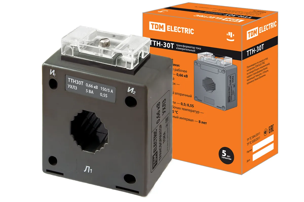 Трансформатор тока измерительный ТТН  30T/150/5- 5VA/0,5S-Р TDM SQ1101-1071