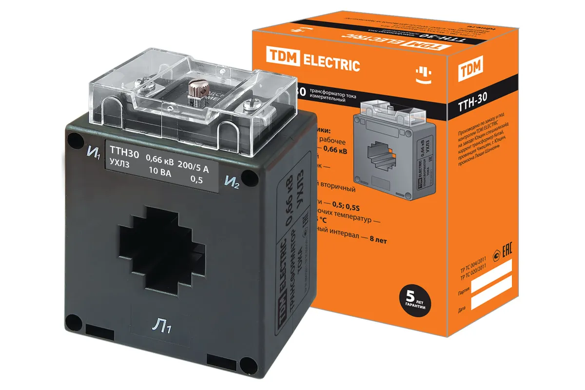 Трансформатор тока измерительный ТТН  30/200/5-10VA/0,5-Р TDM SQ1101-1088