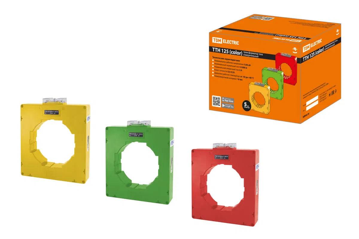 Трансформатор тока измерительный ТТН 125/1500/5-15VA/0,5-Р (3 шт., color) TDM SQ1101-1222