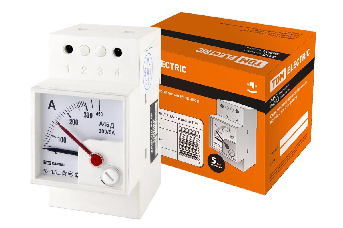 Амперметр А45Д  300/5А-1,5 (DIN-рейка) TDM SQ1102-0303