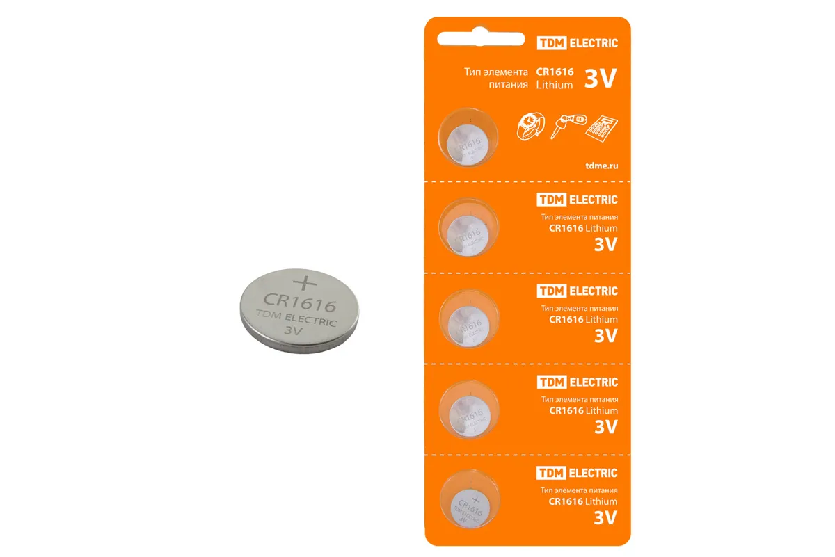 Элемент питания CR1616 Lithium 3V BP-5 TDM SQ1702-0025