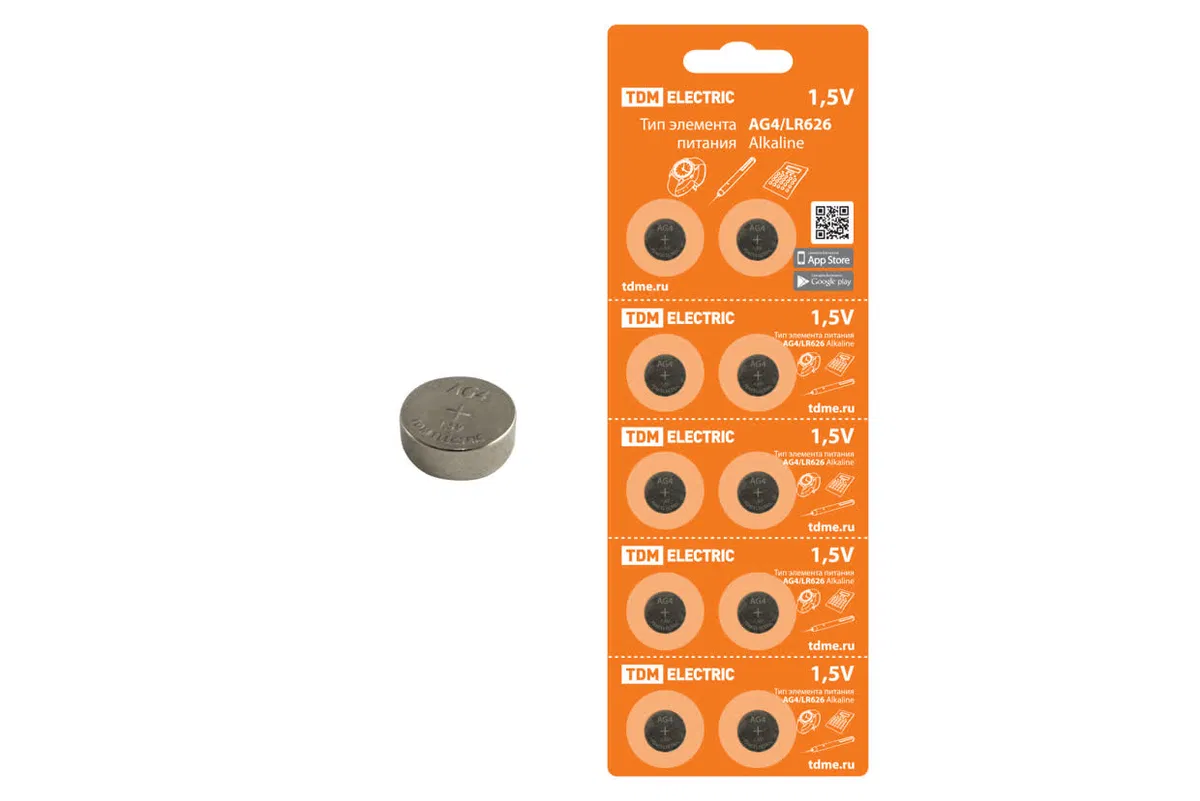 Элемент питания AG4/LR626 Alkaline 1,5V BP-10 TDM SQ1702-0042