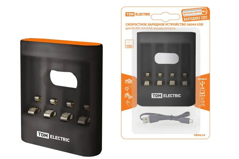 Зарядное устройство 36044 (3600 mA 4 слота АА/ААА 4 кан.USB) TDM SQ1702-0100