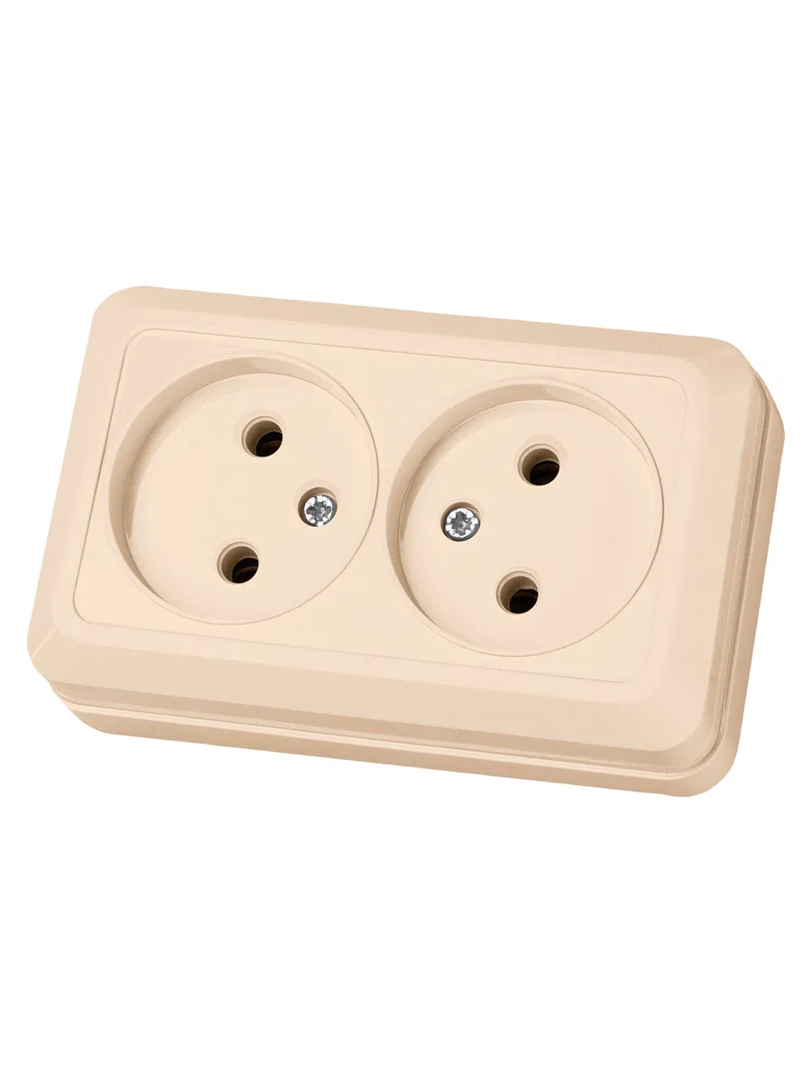 Розетка двойная 2П открытой установки IP20 10А, сл. кость "Ладога" TDM SQ1801-0018