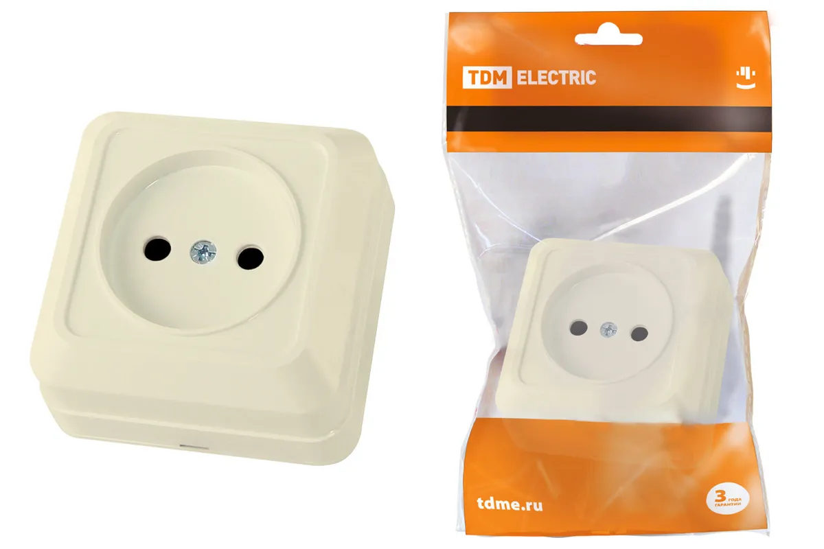 Розетка 2П открытой установки IP20 10А 250В (керамика) сл. кость "Ладога" TDM SQ1801-0210