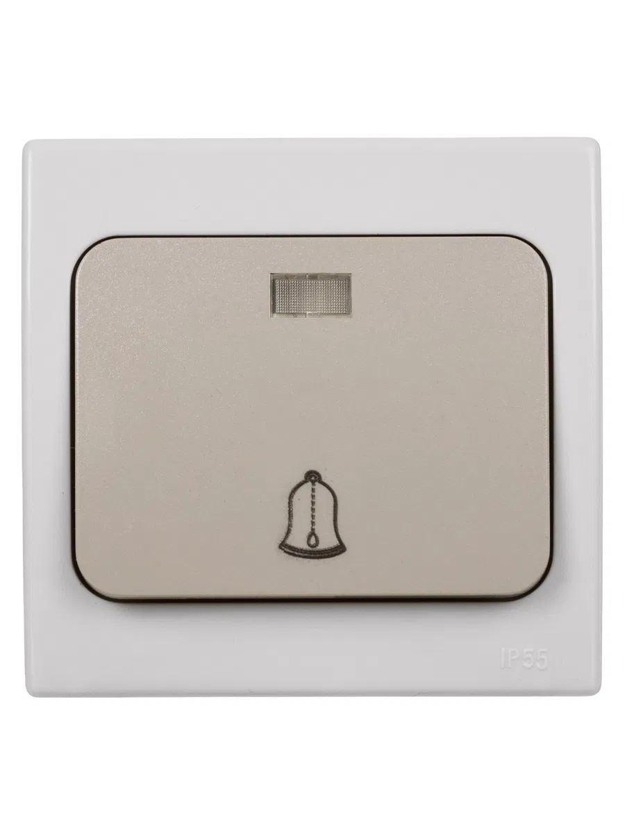 Кнопка звонковая с подсветкой скрытой установки IP54 6A серая "Вуокса" TDM SQ1803-0107