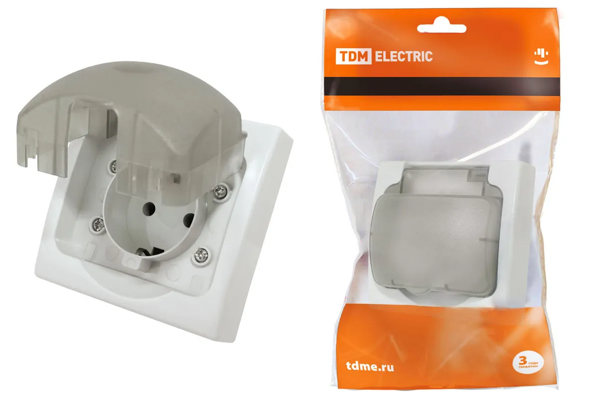 Розетка 2П+З скрытой установки IP54 16А серая "Вуокса" TDM SQ1803-0108