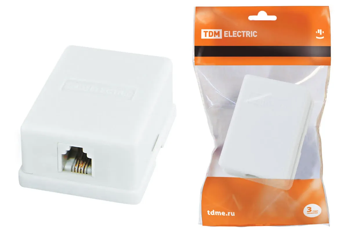 Телефонная розетка 1x6Р-4С TDM SQ1809-0001