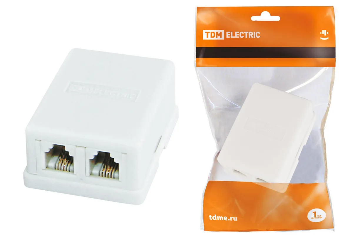 Телефонная розетка 2x6Р-4С TDM SQ1809-0002