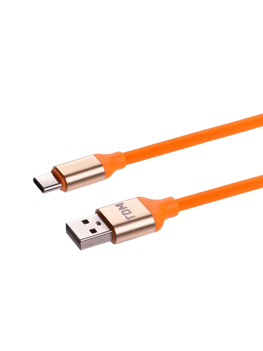 Дата-кабель, ДК 14, USB - USB Type-C, 1 м, силиконовая оплетка, оранжевый, TDM SQ1810-0314