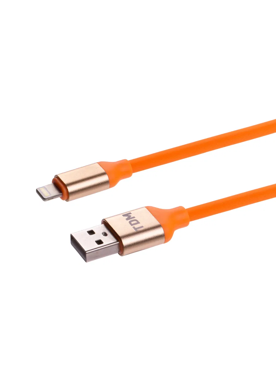 Дата-кабель, ДК 15, USB - Lightning, 1 м, силиконовая оплетка, оранжевый, TDM SQ1810-0315