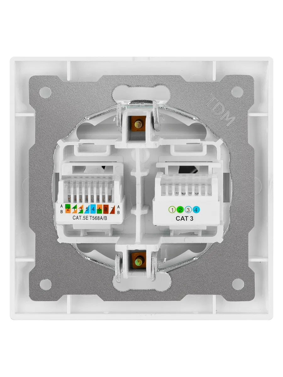 Розетка телефонная RJ11 + компьютерная RJ45 белая "Лама" TDM SQ1815-0019