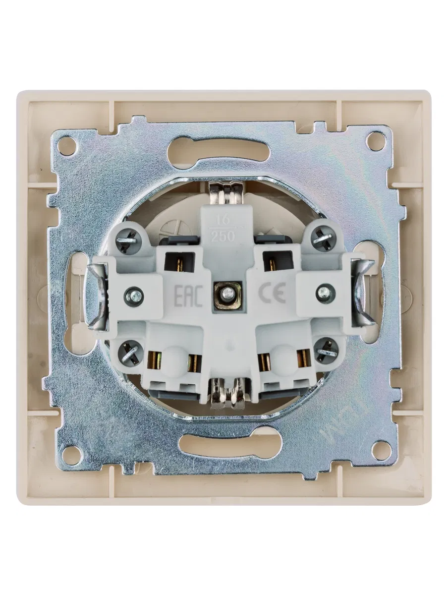 Розетка 2П+З 16А 250В IP44 с крышкой сл. кость "Лама" TDM SQ1815-0126